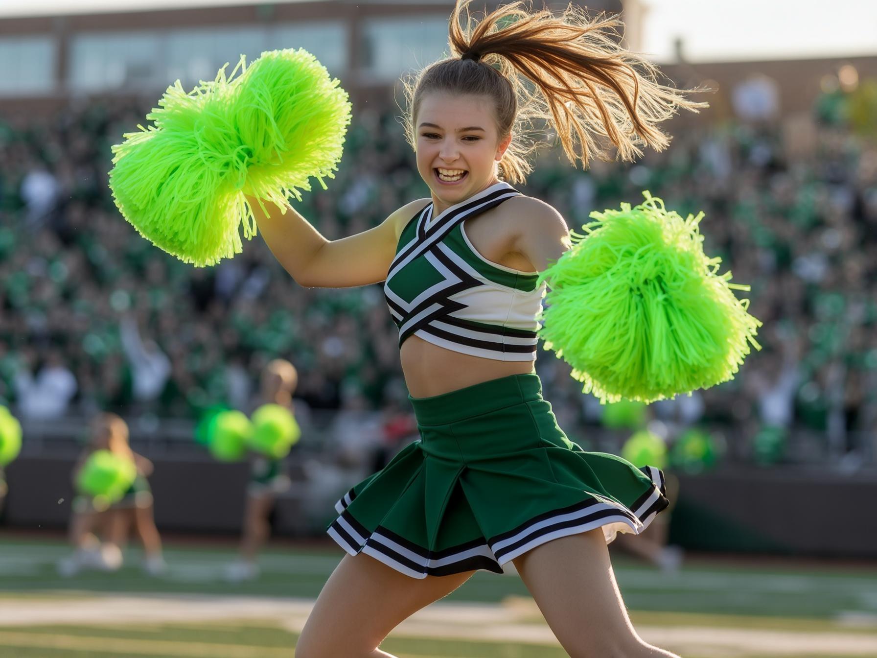 Мажоретни Помпони Сигнално Зелено 30 см